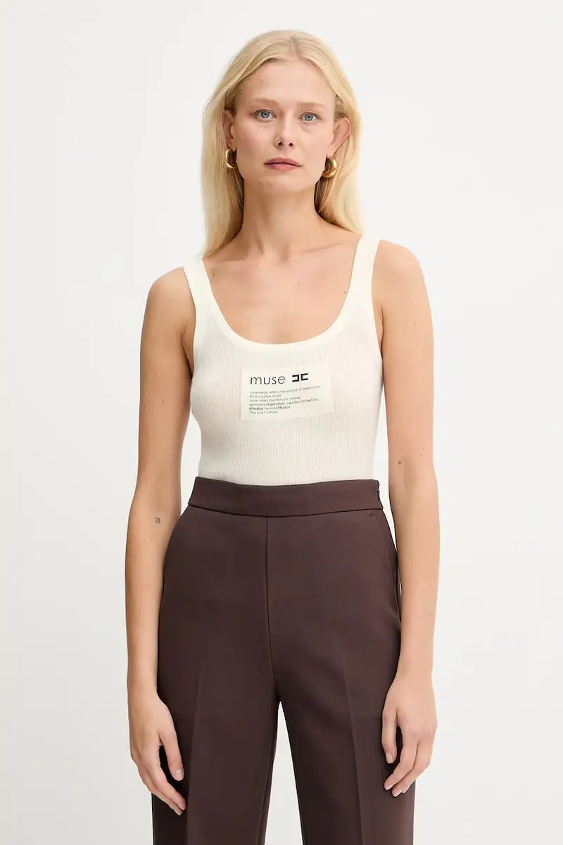 top con lana colore beige TK63B57E2