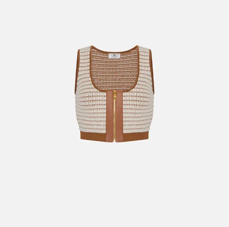 Top in ciniglia con punto waffle