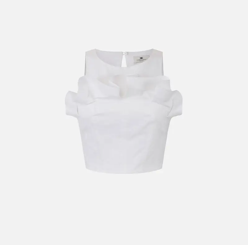 Top in cotone stretch con balza