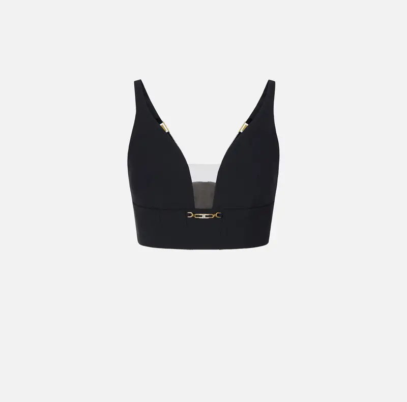 Top in crêpe con dettaglio gioiello