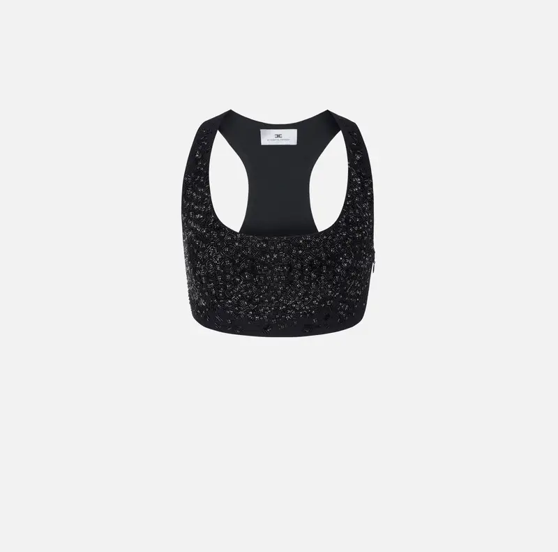 Top in crêpe leggero con cristalli