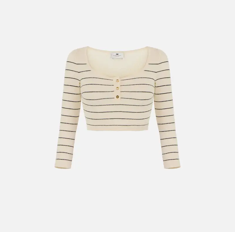 Top in filato di cotone a righe