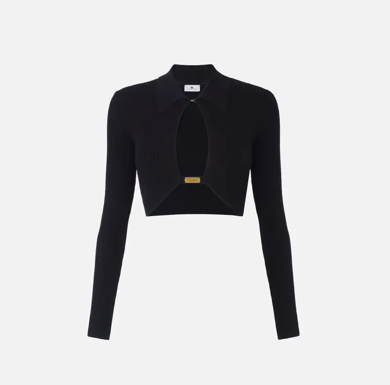 Top in maglia a micro-trecce