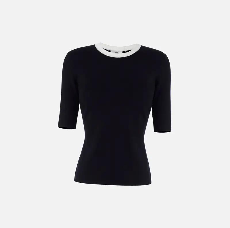 Top in maglia con bande in viscosa lucida