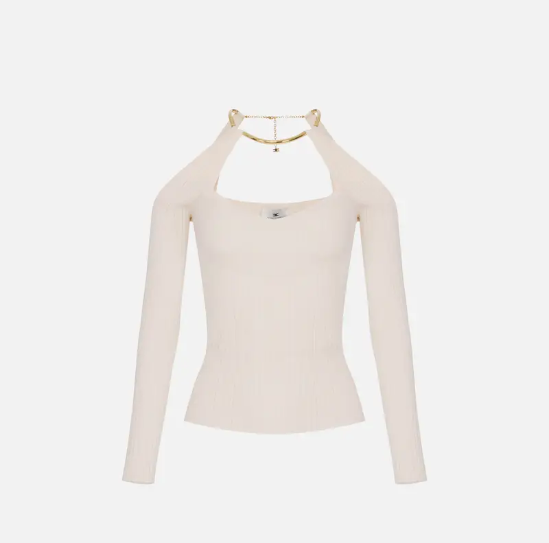 Top in maglia con dettaglio gioiello