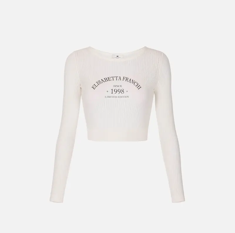 Top in maglia con logo stampato