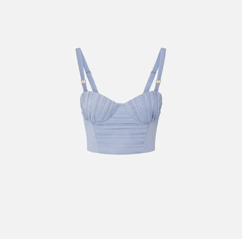 Top in taffettà di nylon a righe