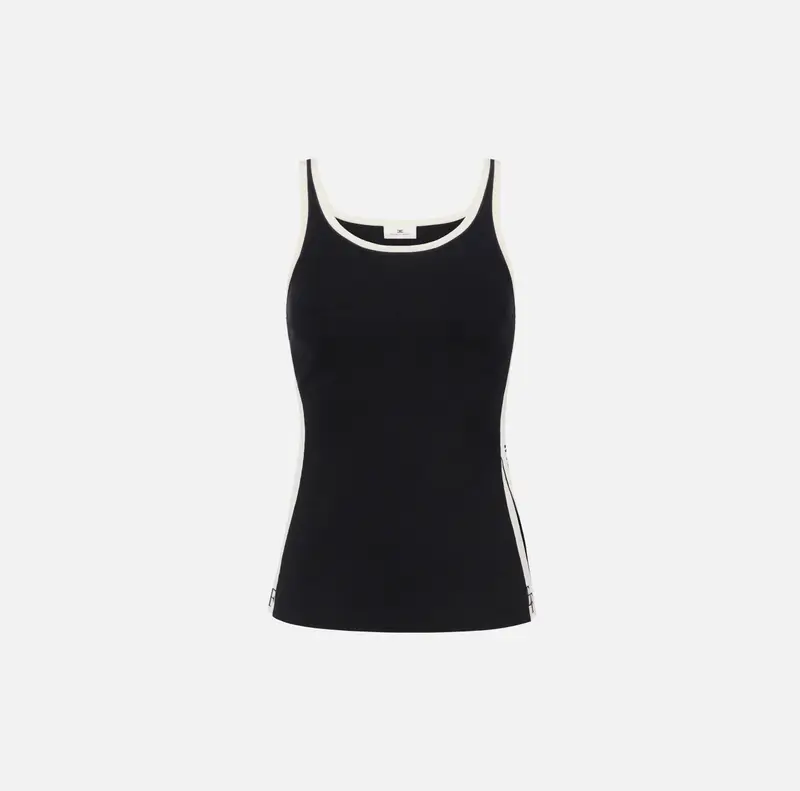 Top in viscosa con bande lucide