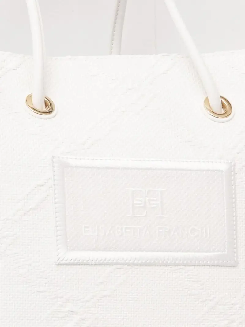 Tote grande in rafia jacquard avorio miniatura 2