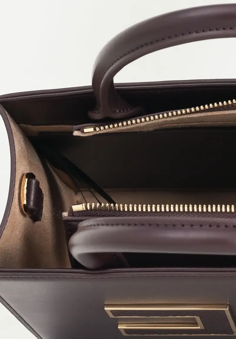 ELISABETTA FRANCHI Tote piccola bordeaux da donna con logo miniatura 3