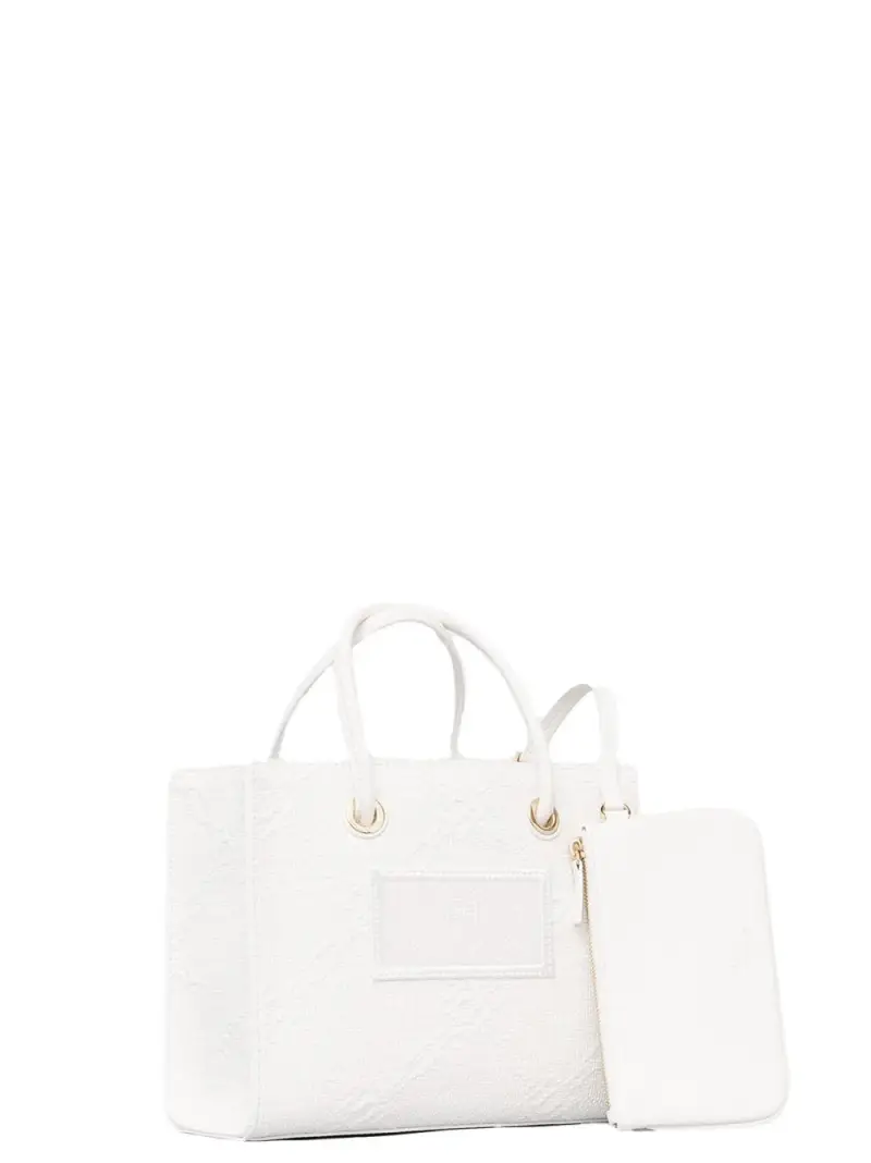 Tote piccola in rafia jacquard avorio miniatura 2