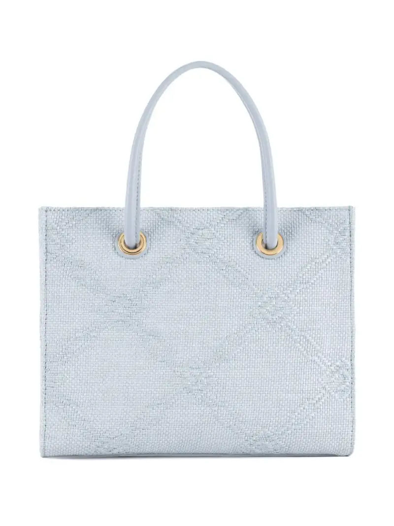 Tote piccola in rafia jacquard celeste miniatura 2