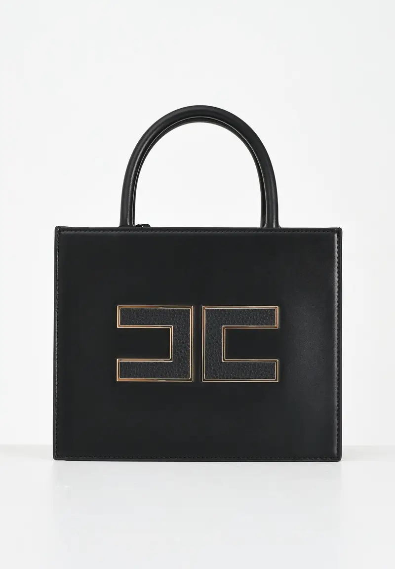 ELISABETTA FRANCHI Tote piccola nera da donna con logo