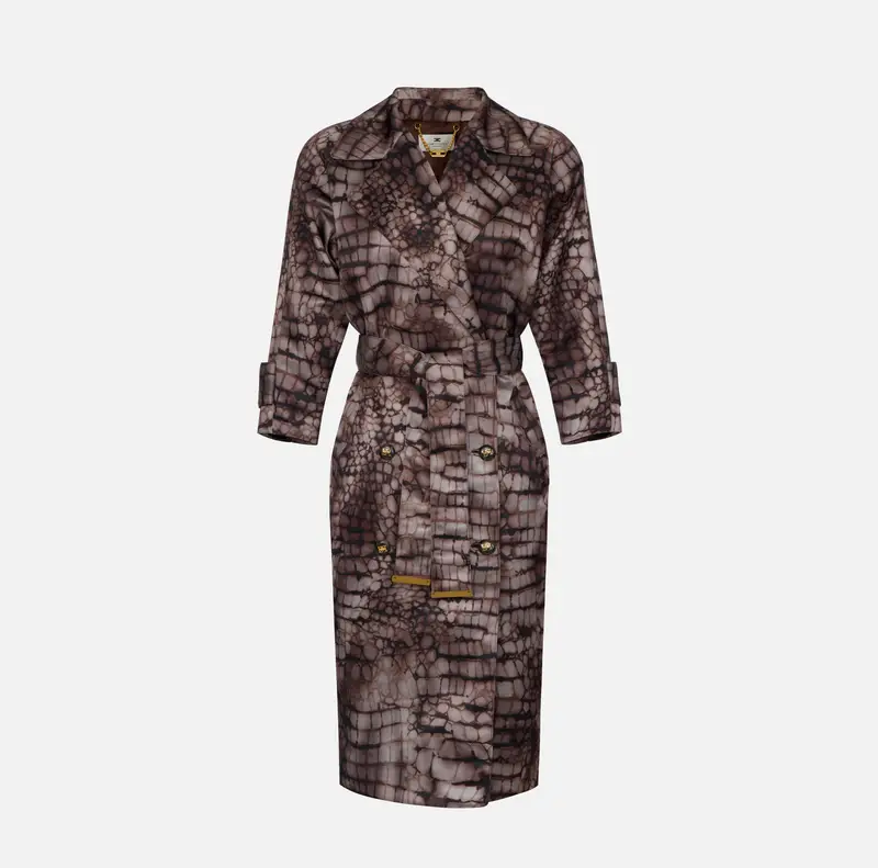 Trench in duchesse con stampa alligatore