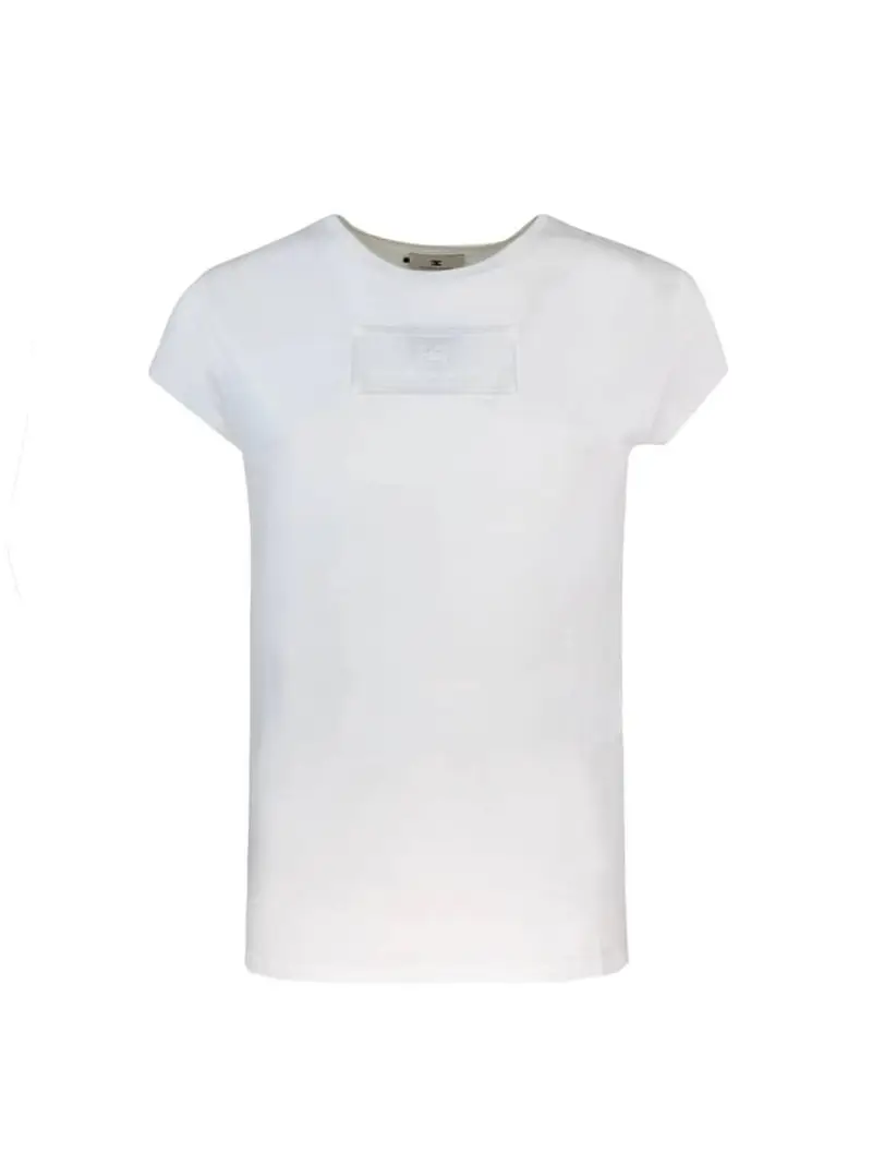 Elisabetta Franchi tshirt bianca donna in cotone logo ricamato sul petto