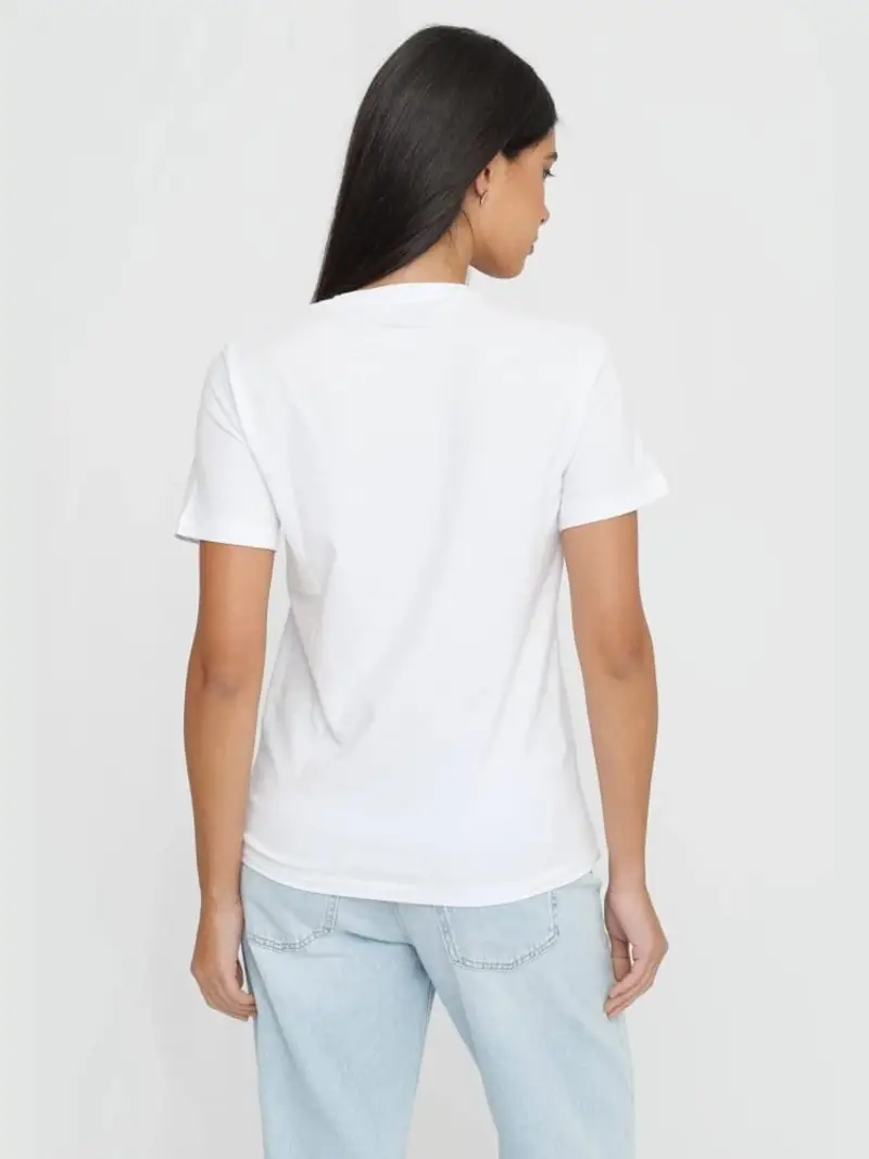 Elisabetta Franchi tshirt bianca donna in cotone maxi logo ricamato sul davanti miniatura 3