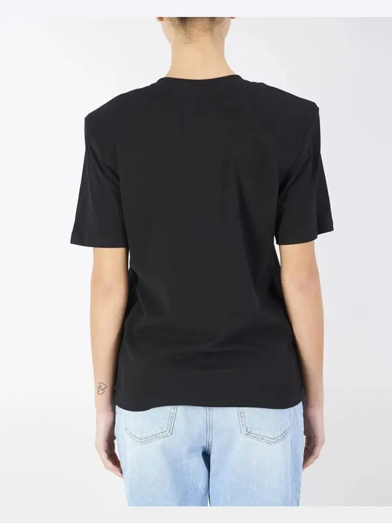 Elisabetta Franchi tshirt nera donna in cotone maxi logo sul davanti miniatura 2