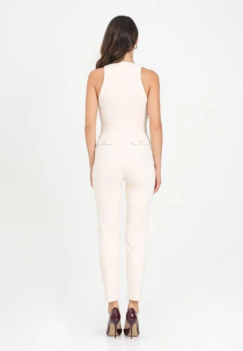 ELISABETTA FRANCHI Tuta elegante latte da donna con dettagli zip miniatura 3