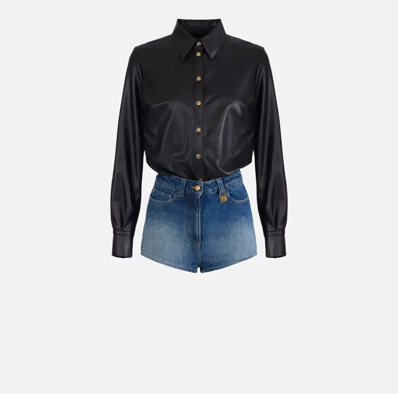 Tuta in tessuto effetto nappa e denim