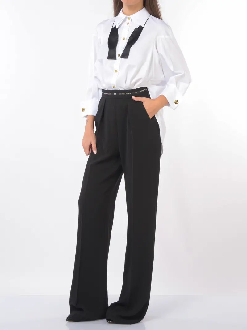 tuta Pantalone da donna Elisabetta Franchi a due pezzi con papillon Bianco