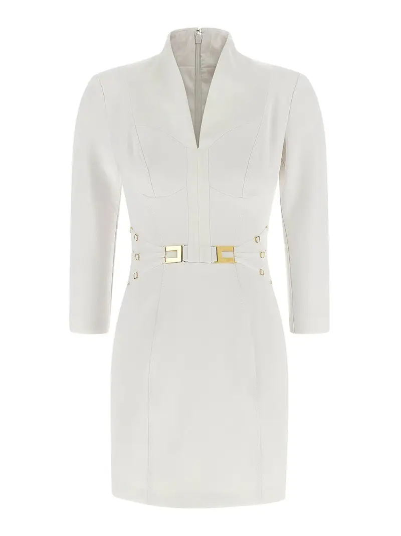 Vestito Con Logo Con Fasce Elastiche Bianco