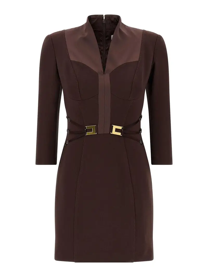 Vestito Con Logo Con Fasce Elastiche Marrone