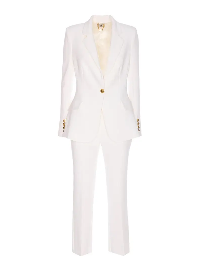 Vestito in crepe a petto singolo Bianco