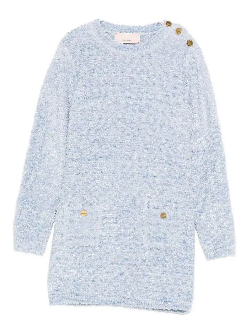 Vestito In Maglia Con Bottoni Grigio