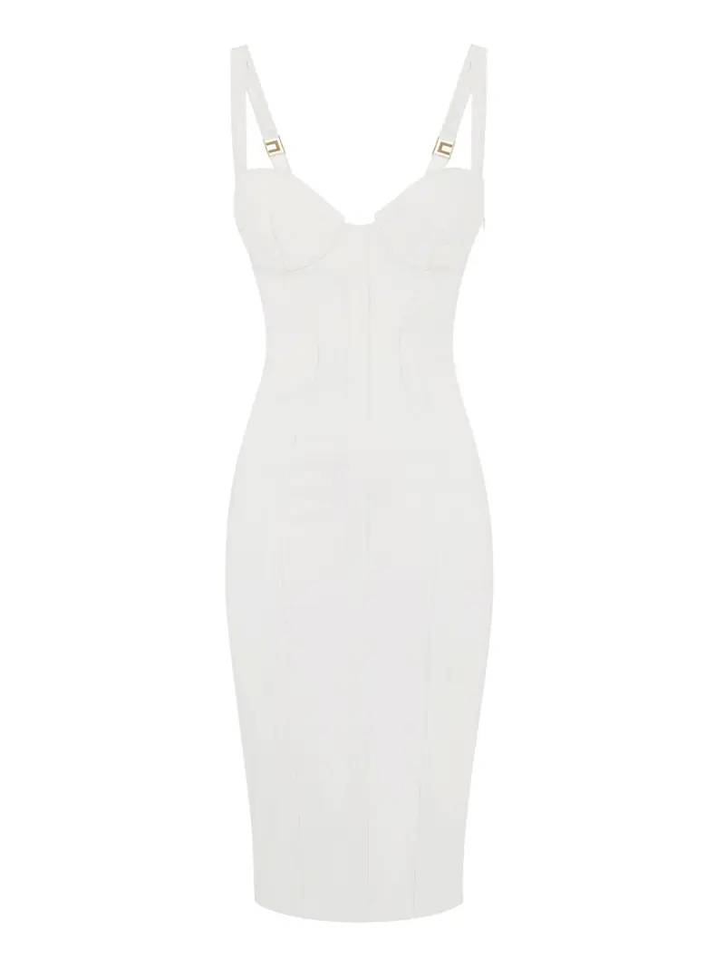 vestito midi elisabetta franchi da donna - avorio