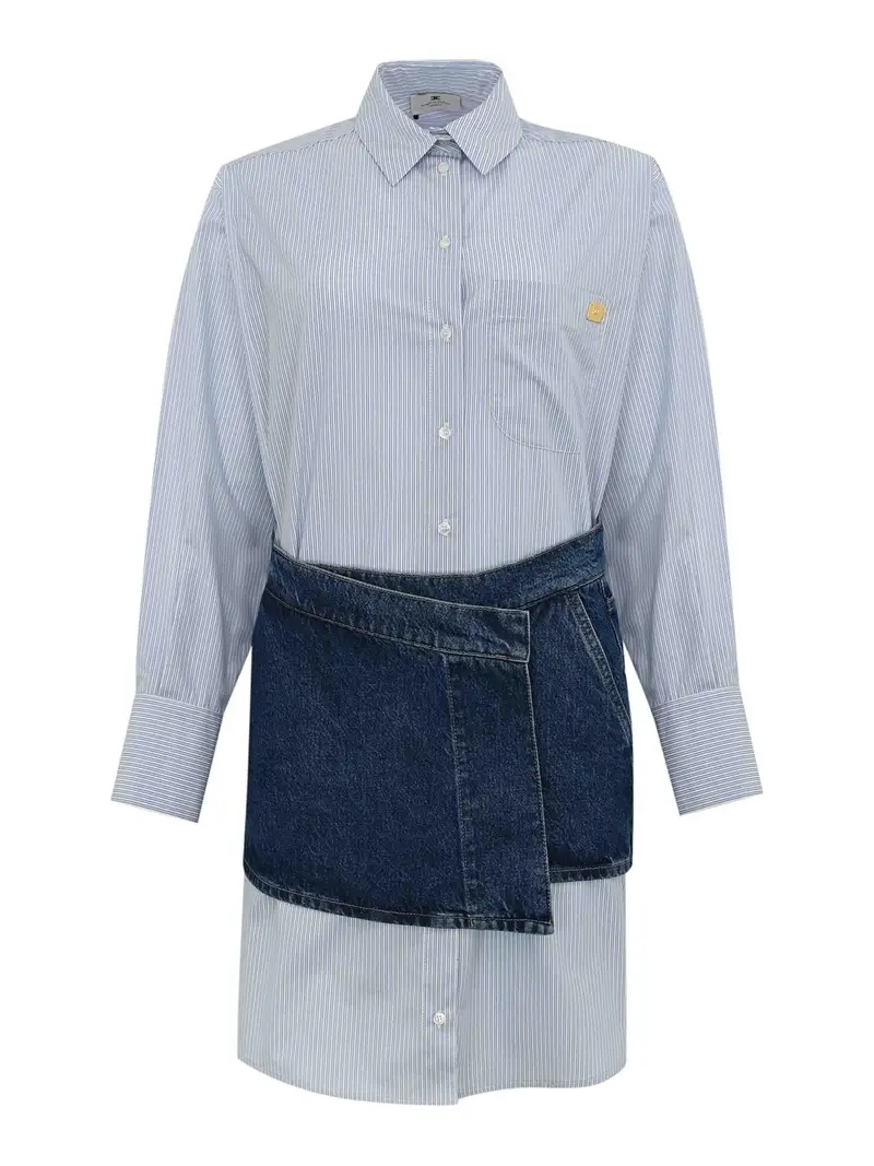 Vestito poplin di cotone e denim Lavaggio scuro