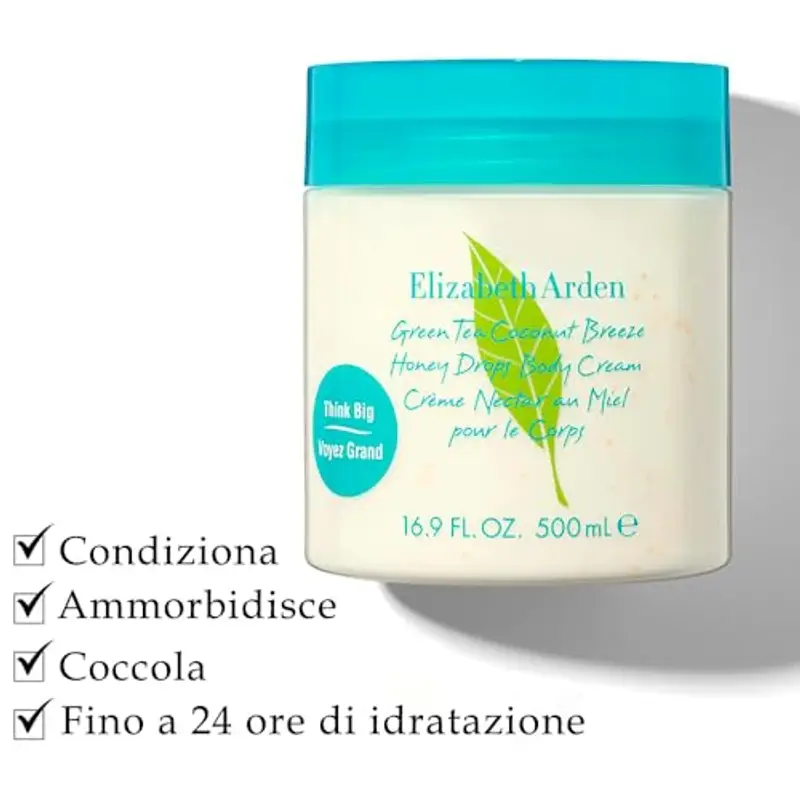 Elizabeth Arden - Green Tea Honey Drops, Crema Corpo, con Aroma di Cocco ed Estratto di Tè Verde, Rivitalizza e Idrata la Pelle, Rinfresca e Lenisce, Rigenera anche la Pelle più Secca - 500 ml miniatura 2