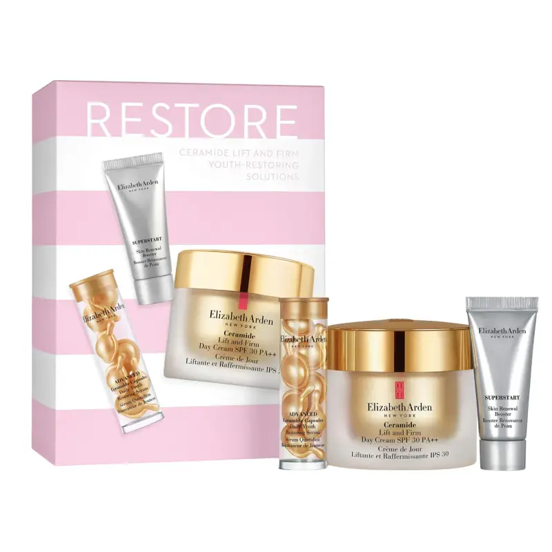 Set Elizabeth Arden Superstart Restorative 5 ml + Ceramide crema SPF 30 50 ml + Advanced Ceramide Restores Siero in capsule 7 pezzi