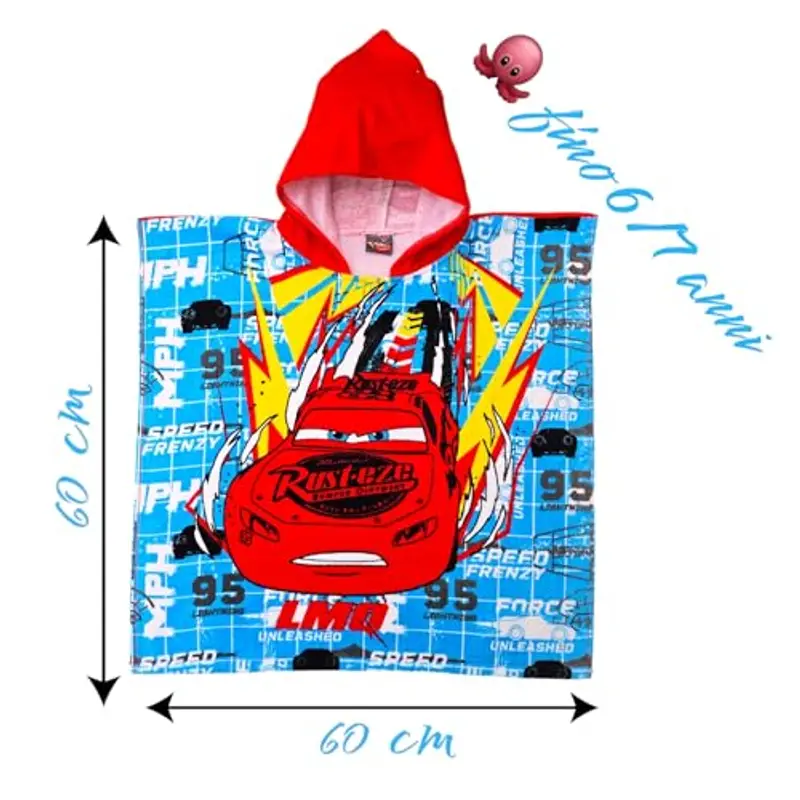 Ellepi accappatoio mare poncho bambino Disney bambina spugna cotone Minnie Topolino Sirenetta Cars (Cars) miniatura 3