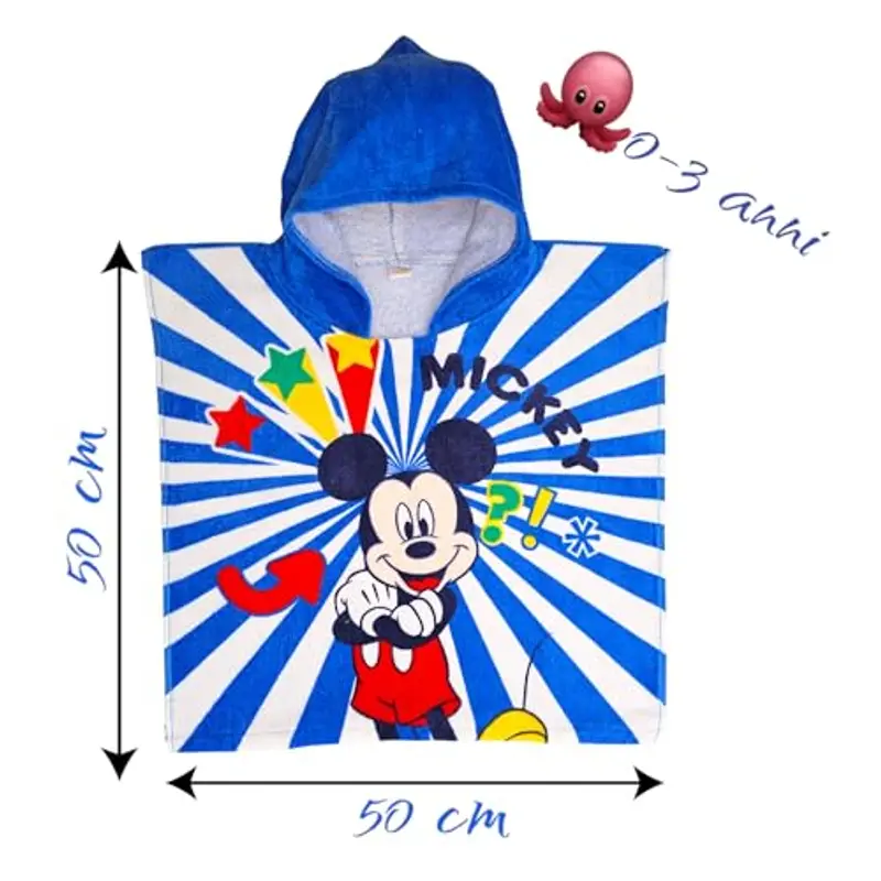 Ellepi accappatoio mare poncho bambino Disney bambina spugna cotone Minnie Topolino Sirenetta Cars (Topolino Royal) miniatura 3