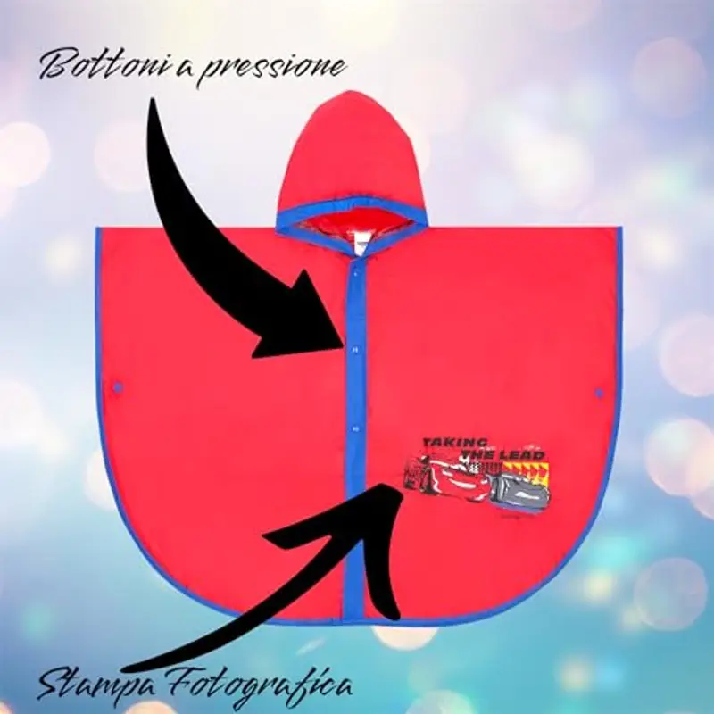 Ellepi Mantella pioggia Cars impermeabile (Rosso 2-3 anni) miniatura 2