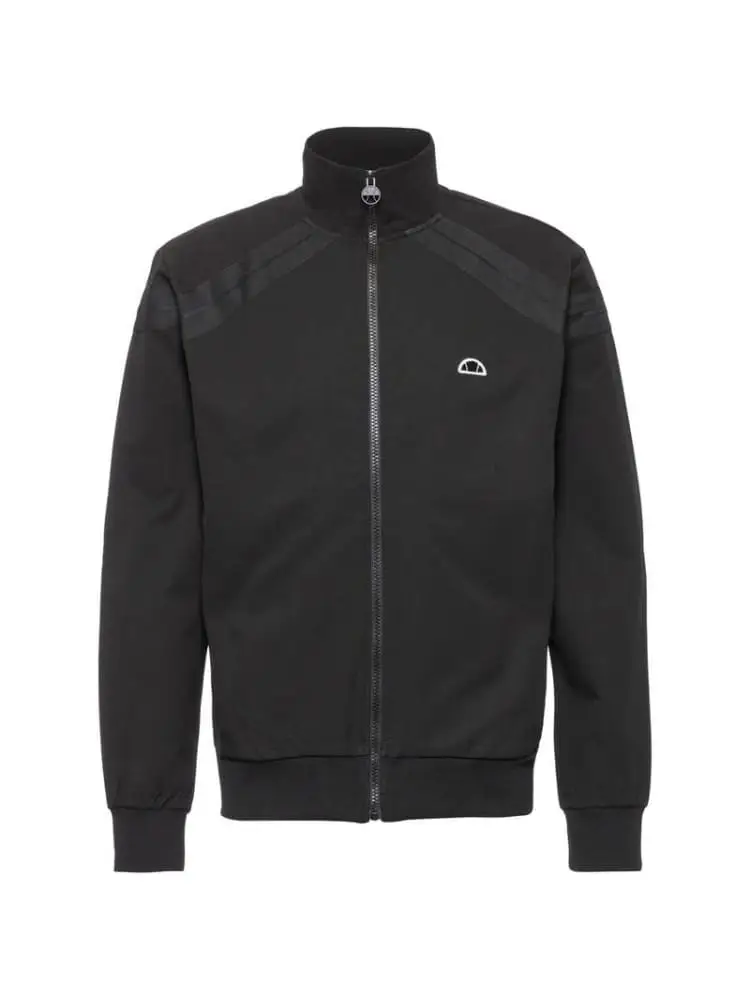 felpa full zip in nylon nero sartoria con logo patch