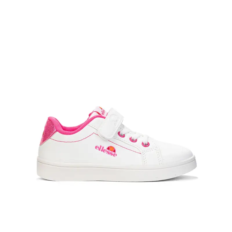 Sneakers tennis bianche da bambina con logo laterale