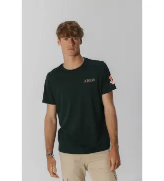 per uomo 11010128050 Maglietta verde con triplo logo effetto consumato (XXL), Casual, Manica corta, Cotone biologico, Sostenibile Blu