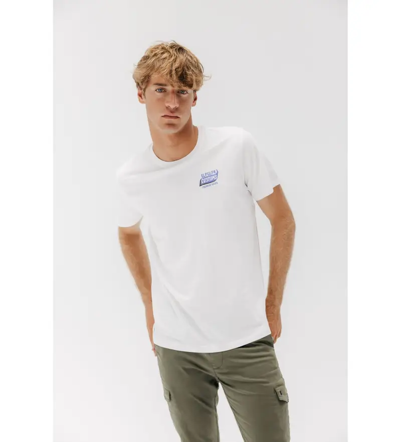 per uomo 11010128069 Maglietta bianca doganale (S), Bianco, Casual, Manica corta, Cotone biologico, Sostenibile