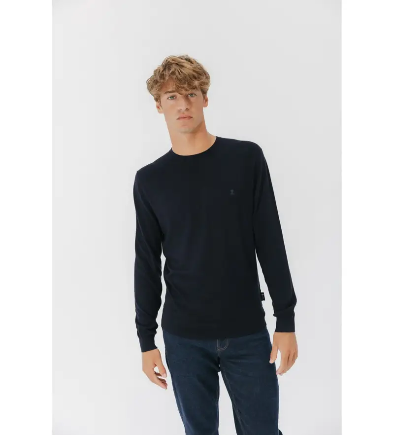 per uomo 11040127148 Maglia con logo blu navy di base (M), Casual, Viscosa