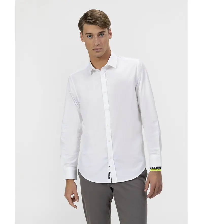per uomo 11050126595 Camicia in popeline (XL), Bianco, Casual, Cotone, Manica lunga