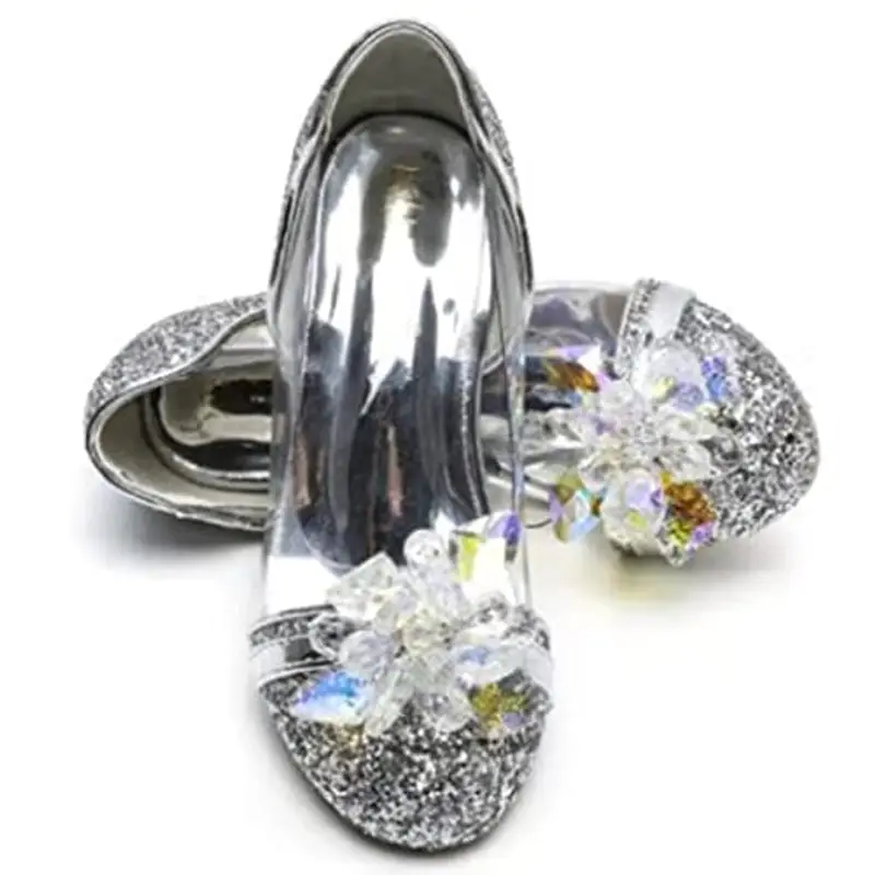 ELSA & ANNA Scarpe da principessa per ragazze - Scarpe con tacco 3cm - Scarpe per costumi Elsa glitterate per feste e compleanni - Tacchi alti per bambini (SIL15)