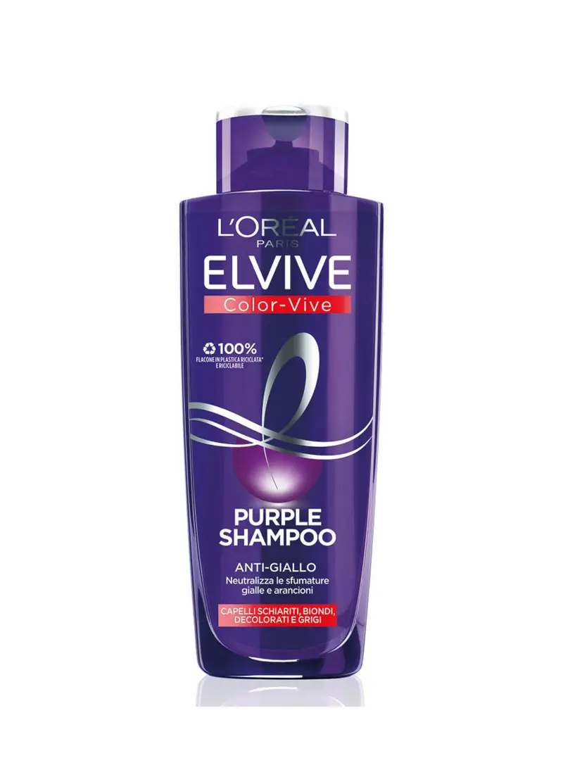 ELVIVE, L'oréal Paris Shampoo Antigiallo Color Vive Purple, Shampoo Antigiallo Per Capelli Schiariti, Biondi, Decolorati E Grigi, 200 Ml., Donna, Bianco, Taglia: FASUL