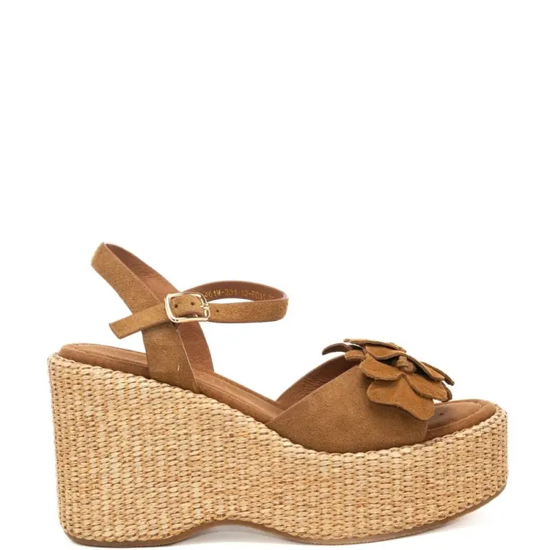 sandali alti da donna yumi in vera pelle suede cuoio