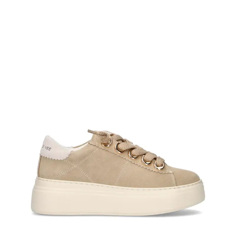 Emanuelle Vee Sneakers donna beige in pelle scamosciata con suola