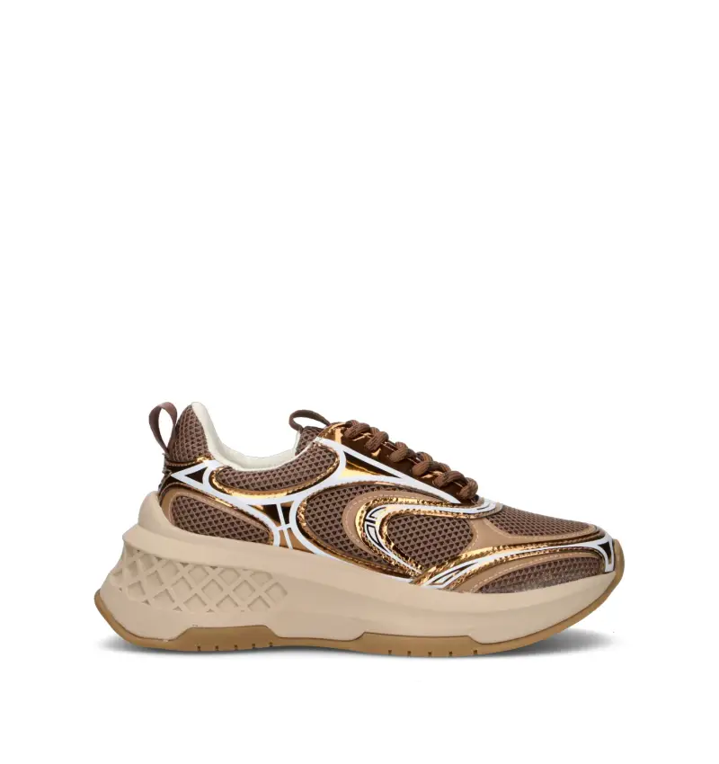 Sneaker donna bronzo in pelle Vario