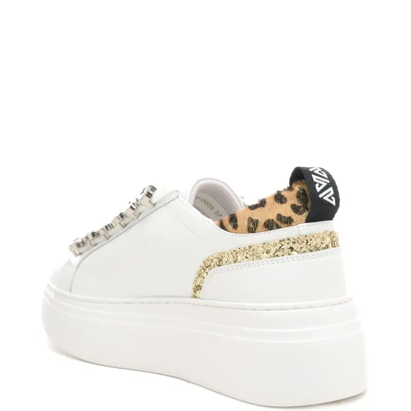 sneakers da donna bice con inserto animalier sul retro e glitter bianche miniatura 2