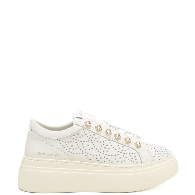 sneakers da donna bice con tomaia con design traforato avorio