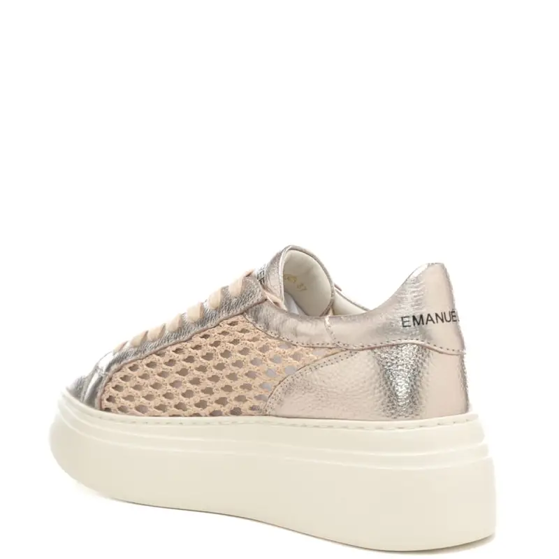 sneakers da donna bice in pelle laminata e tessuto intrecciato oro miniatura 2