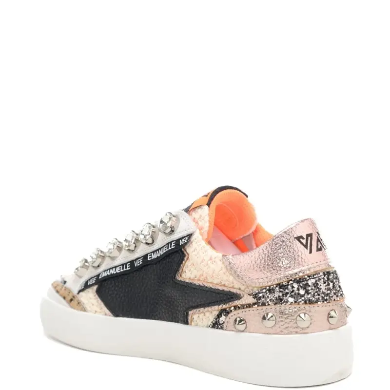 sneakers da donna soledad con inserti a contrasto e maxi strass multi nere miniatura 2